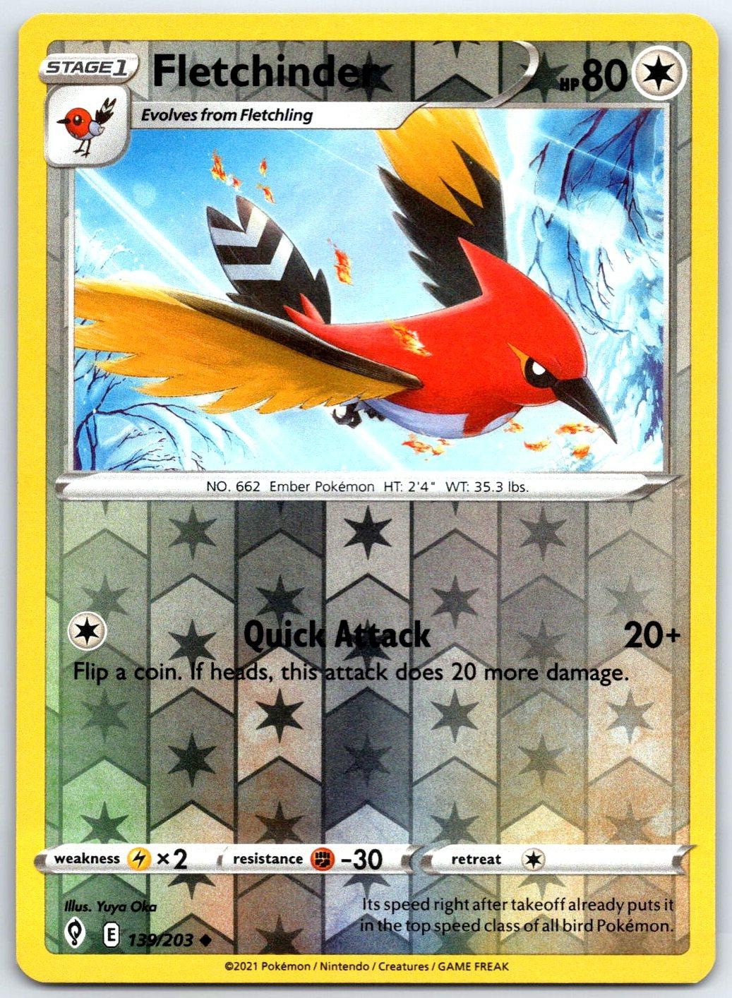 FLETCHINDER - Pokemon - 139/203 Evolving Skies - Reverse Holo NM/M