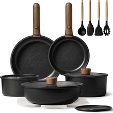 CAROTE 19pcs Pots and Pans Non Stick, Cookware Sets Detachable Handle, Induction