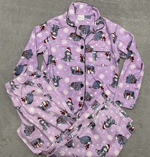 Disney Eeyore 2 Pc Pajama Sleepwear Set Women  s Size Small Purple Knit Cotton