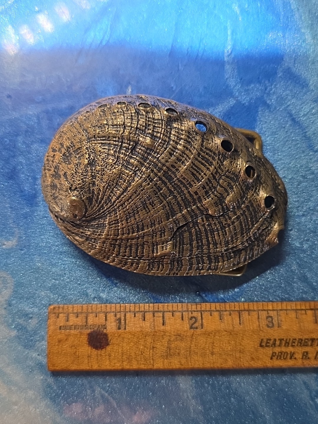 Solid Brass Tuberculate Abalone Sea Shell Belt Bu… - image 9