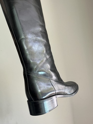 CHANEL 37 Black Leather Knee-High Boots - Picture 11 of 13