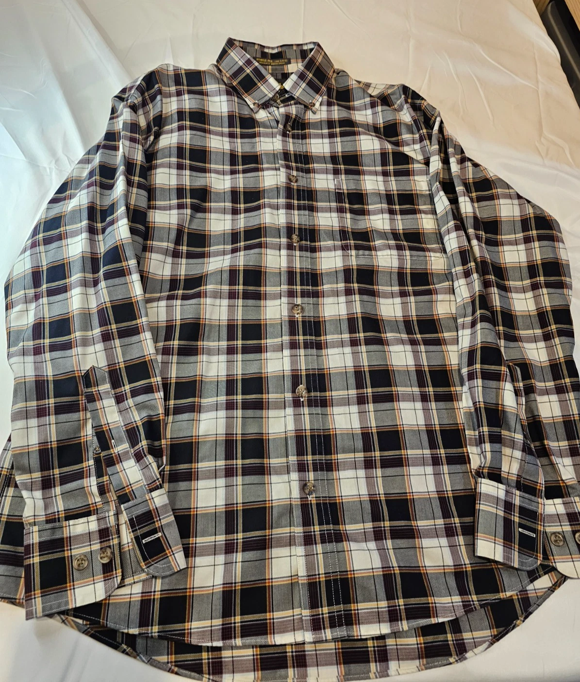 Cabela's Long Sleeve Button-Down Collared Wrinkle-Free Plaid Men's Large