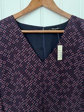 Madewell NWT Women  s 00 Silk Mini Shift Dress In Navy/Multi Geometric Print