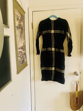 VTG 60s Metal Zipper Madmen Plaid Wool Pencil Skirt Hourglass Rockabilly Dress S