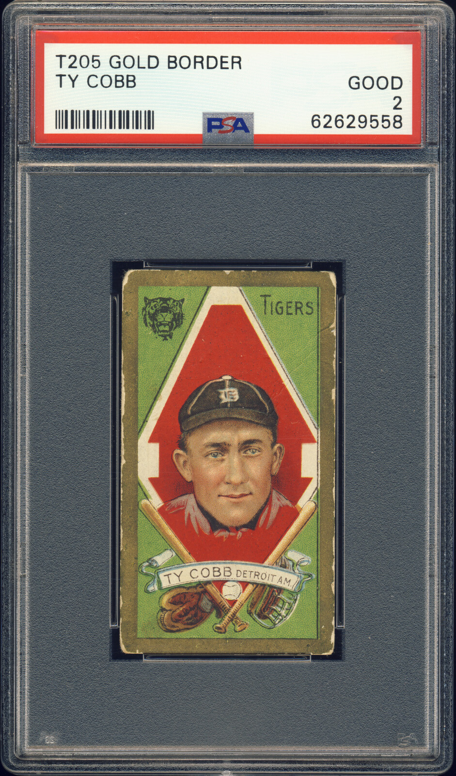 1911 T205 Honest Long Cut Ty Cobb PSA 2 Detroit Tigers HOF