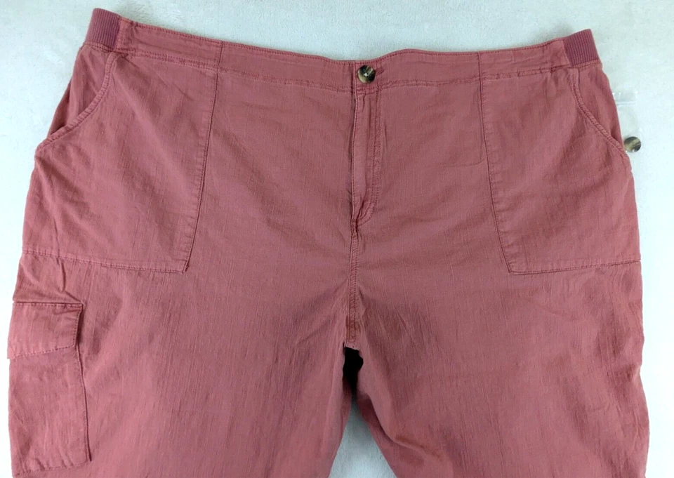 Pantalones capri Sonoma talla 28W cargo utilitario rojo elástico 0994 Foto 2 de 4