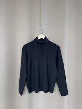 Ermenegildo Zegna Wool 1/4 Zip Sweater Mens Size S/M Black Jumper Vintage