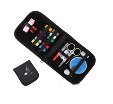 Black Mini Beginner Sewing Kit Case Set with All Basic Sewing Supplies for Kids