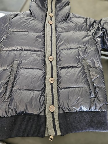 Vtg Y2K Moncler Navy Blue Down Fill Puffer Hooded Jacket Zipper & Button Size 0 - Picture 23 of 23