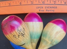 3 Small Maracas Wood Shaker Chac-Chac Puerto Rico maraquero Excellent condition