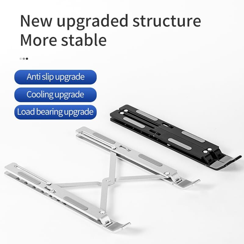 Adjustable Black Aluminum Laptop Stand Riser Holder for Desk  