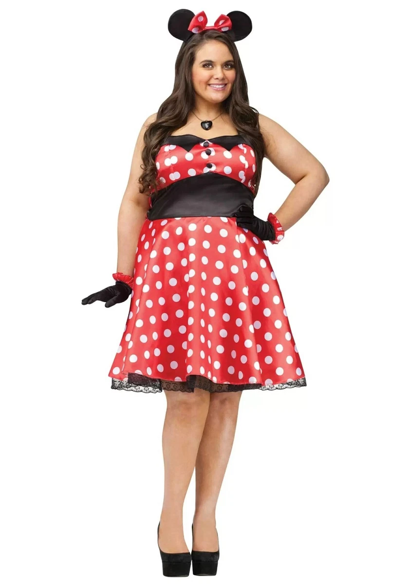 Plus Size Retro Miss Mouse Sexy Minnie Mouse Halloween Cosplay Costume 2375