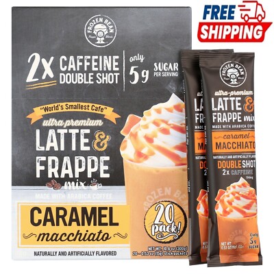 Frozen Bean Ultra-Premium Caramel Macchiato Latte & Frappe Drink Mix 20 Pk