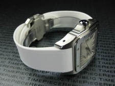 New 20mm PU Rubber Strap CARTIER SANTOS 100 Medium Diver Watch Band White x1