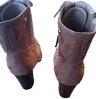 Hot Kiss WOMEN'S Boots Size 10M Brown Faux Leather 3.75" Heels Side Zip Lace EUC — photo 3