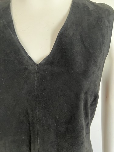 Vince Womens Leather Suede Sleeveless V Neck Top Blouse Black Size 4US - Picture 2 of 8