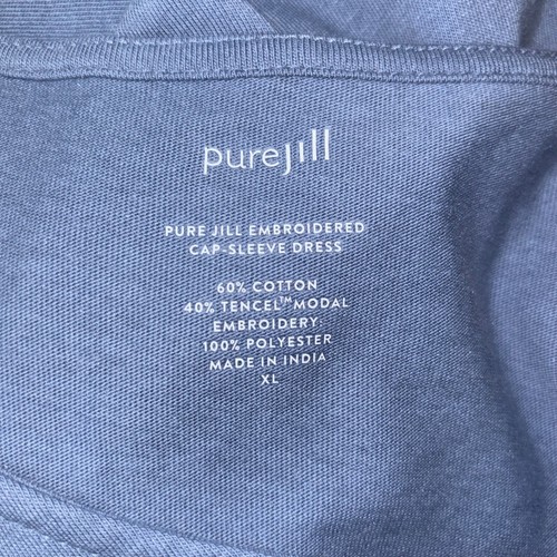 J Jill Pure Jill NEW embroidered blue knit shift dress cap sleeves loose size XL - Imagen 6 de 7