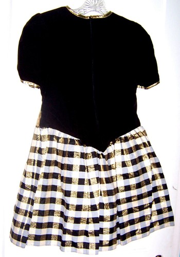 Vestido a cuadros negro/dorado/blanco tallas 6,10,12,14 - Imagen 5 de 8