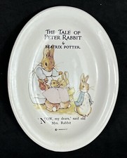 Vintage Tale Of Peter Rabbit Oval Ceramic Trinket Dish - 9.5cm x 12.5cm