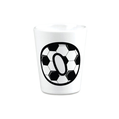 Ceramic Shot Glasses Soccer O Letter Alphabet Euro Cup 2 Oz