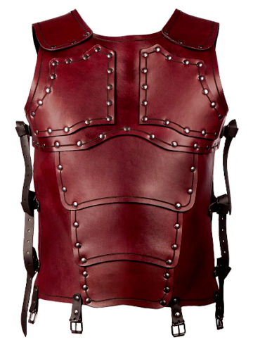 Armure médiévale en cuir viking SCA reconstitution torse rouge plaque mammaire - Photo 1/3