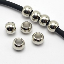 Craft DIY Silver Tone Metallic Acrylic Round Pony Beads 8mm-16mm Big Hole Spacer