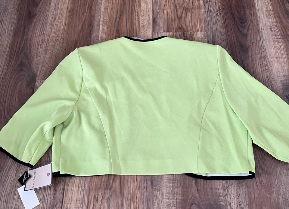 NWT Maya Brooke Open Front Jacket Women's Size 16 Lime Green Padded Shoulders 1S - Image 2 of 4