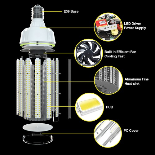 480V 200W LED Corn Light E39 Base 5000K Replace 600W HPS MH Large Area Lighting - Picture 12 of 16