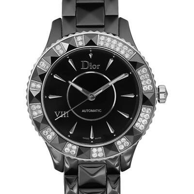 Christian Dior VIII Steel Ceramic Diamonds Black Dial Ladies Watch