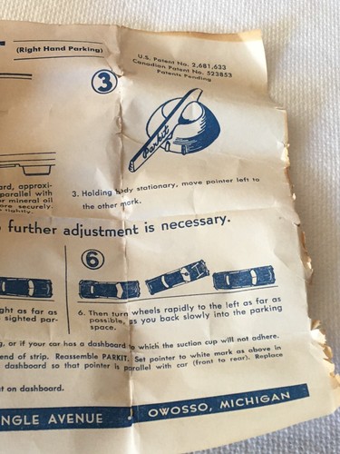 NOS Parallel Curb Parking Guide Accessory, Vintage Dashboard Windshield Parkit - Picture 10 of 11