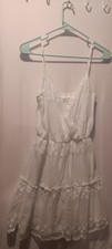 Illa Illa White Dress Womens S Eyelet Lace Swiss Dot Tiered Bachelorette EUC