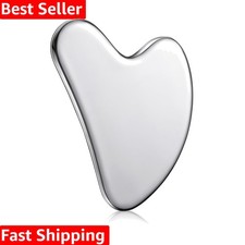 Sleek Silver Gua Sha Facial Massage Tool for Skin Care  Lymphatic Detox