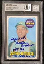 1969 Topps Reggie Jackson SIGNED ROOKIE FULL NAME +Inscriptions BGS 10-AUTO #260