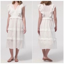 J. Crew Ruffle Sleeve Cotton Voile White Dress Size Small