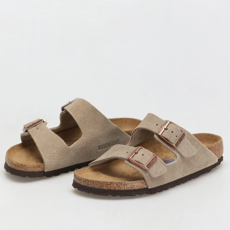 Birkenstock Arizona Taupe Suede Leather Soft Footbed Unisex Sandals Narrow/Wide