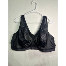 Catherines Intimates Black Wireless Full Coverage Bra Mesh Trim No Wire 50DD