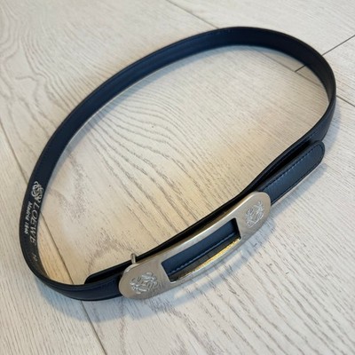 LOEWE calf leather Anagram logo Silver buckle belt Size 70 Spain Luxury Designer LOEWE calf leather Anagram logo Silver buckle belt Size 70  main image 3
