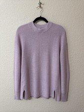 Lululemon Merino Wool Blend Ribbed Crewneck Sweater Heathered Pink Peony Size 8