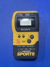 Vintage SONY Walkman Sports FM/AM Radio Yellow SRF-M70 Belt Clip Tested Working