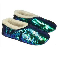 Oooh Yeah Flip Sequins Women's Slippers, Green- Small