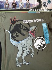 Jurassic World Kids 4 Pack T Shirts 4T Dinosaur Graphic Tees NWT