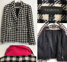 Talbots Confetti Tweed Large Houndstooth Blazer Sz 6 Wool Blend EUC