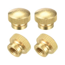 Brass Knurled Thumb Nuts, M6x1mm Round Stepped Knobs Fasteners 4Pcs