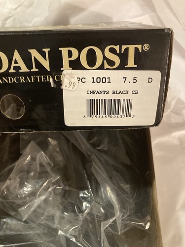 Dan Post Boots Infants Black 7.5 Leather Cowboy Boots BRAND NEW IN BOX! - Picture 5 of 17