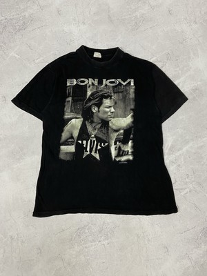 Bon Jovi World Tour 1993 Big Print T Shirt Vintage Rock Tee Band