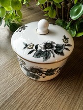 Vintage Wedgwood Anemone Condiment Jar Blue White Floral Lidded Pot Collectible