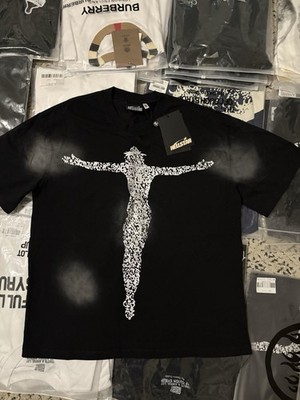 Hellstar Graphic Print Black White Pink Cotton T-Shirt Men's Regular Size m