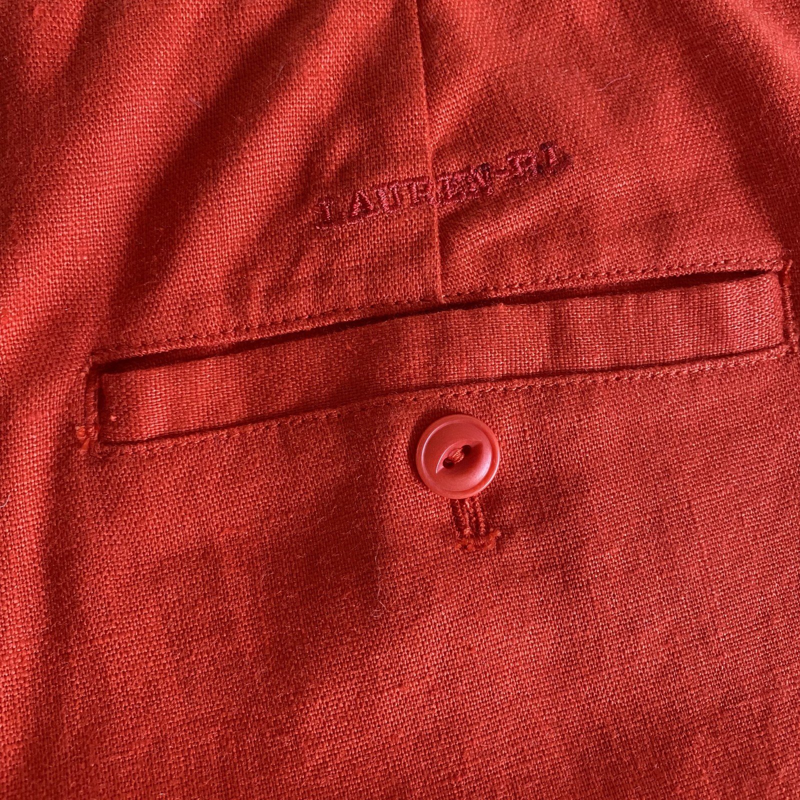 NWT Lauren Ralph Lauren Shorts Womens 16 Orange Red 100% Linen Inseam 5.5" thumbnail 3