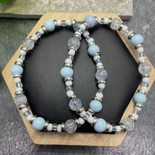 2 PC Handmade Bead Beaded Stackable 7.5  Plus Stretch Bracelet New C1370