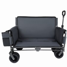 500lbs/180L Heavy-Duty 3-in-1 Folding Utility Wagon Cart with Bench Seat&Storage